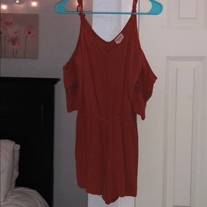 off the shoulder rust colored romper